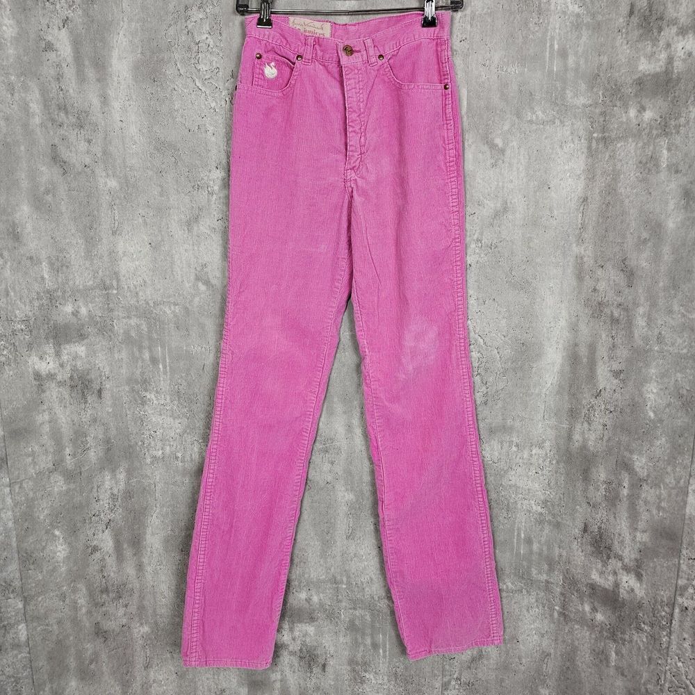 Vintage 70s Gloria Vanderbilt 25x34 Hot Pink Corduroy High Waisted Straight Leg‎